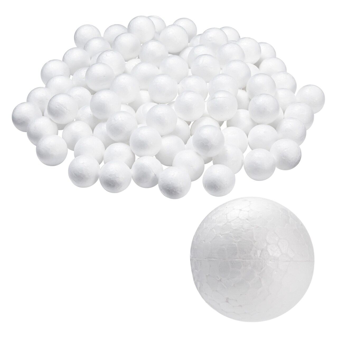 100 Pack 1 Inch Mini Foam Balls for Crafts, Smooth Polystyrene Spheres for DIY Decorations, Home Party, Classroom Spheres